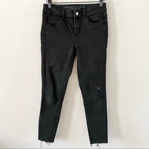 AMERICAN EAGLE Women's Size 4 Black Hi-Rise Jegging Skinny Cropped Stretch Jeans